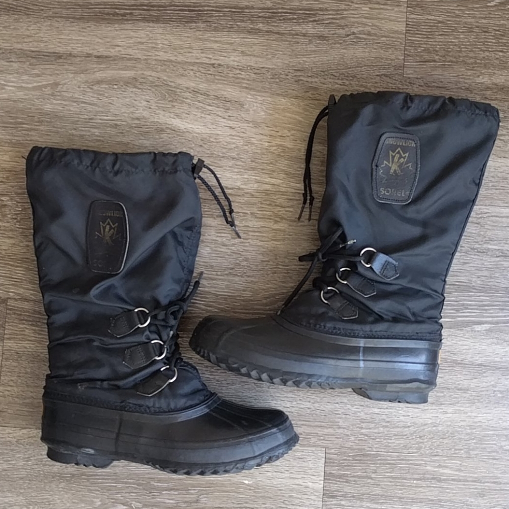 Sorel Snowlion Black Snow Boots Women 8